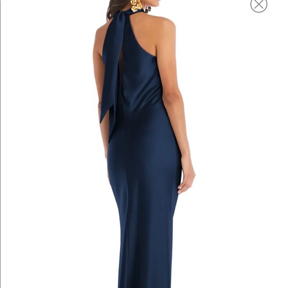 Imogen Twist Halter Charmeuse Trumpet Gown midnight - Picture 3 of 5